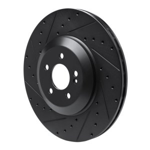 Mercedes-Benz E43 AMG Brake Rotor (1) - Rear Left - R1 Concepts - Drilled & Slotted - Black - `17-`23